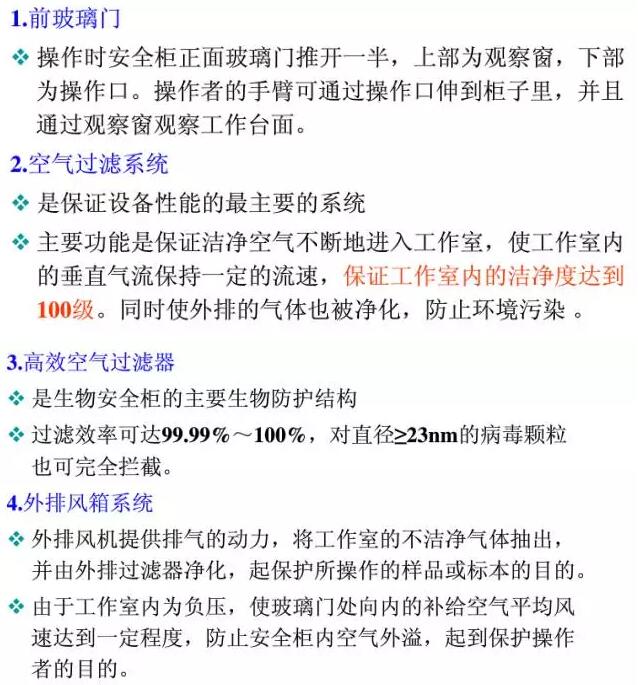 生物安全柜各組成部分